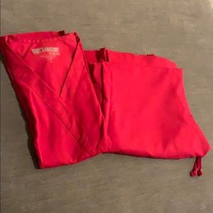 Red Scrub Top and Bottom